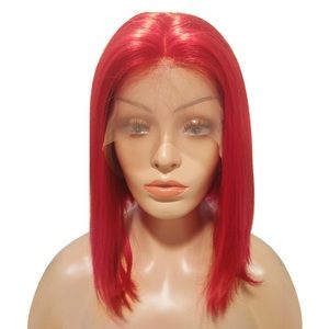 Human Lace Front Red Wig 12inch Bob